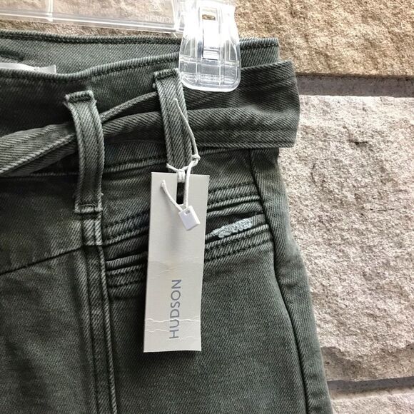 Anthropologie Hudson Utility Straight Ankle Jean with belt Rifle Green 26 NWT - Picture 8 of 16